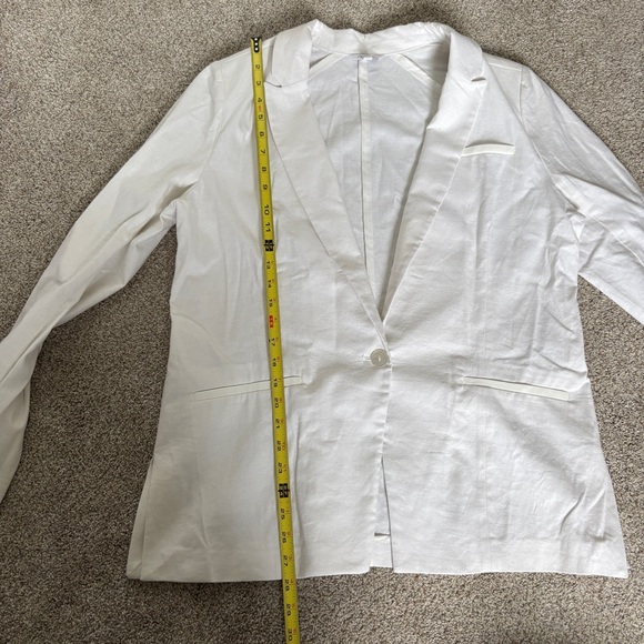 Reitmans Classic White Linen Blend Blazer Jacket Size 14 Business Office - Picture 10 of 14
